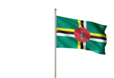 Dominika bayrak sallayarak izole beyaz arka plan 3d çizim