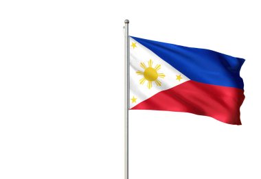 Filipinler bayrağı sallayarak izole beyaz arka plan 3d çizim