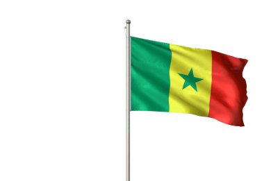 Senegal bayrak sallayarak izole beyaz arka plan 3d çizim