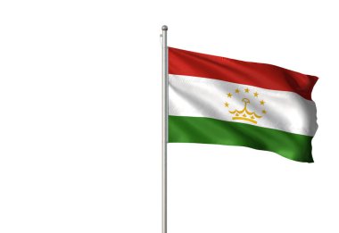 Tacikistan bayrağı sallayarak izole beyaz arka plan 3d çizim