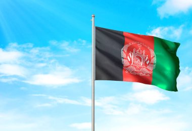 Afganistan bayrak sallayarak Sky 3d resimde arka plan