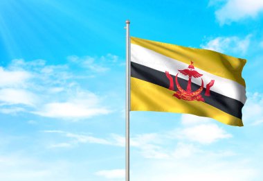 Brunei Darussalam bayrak sallayarak Sky 3d resimde arka plan