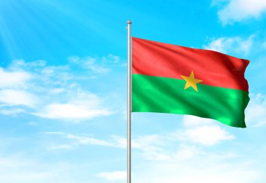 Burkina Faso bayrak sallayarak Sky 3d resimde arka plan