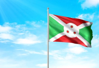 Burundi bayrağı sallayarak Sky 3d resimde arka plan