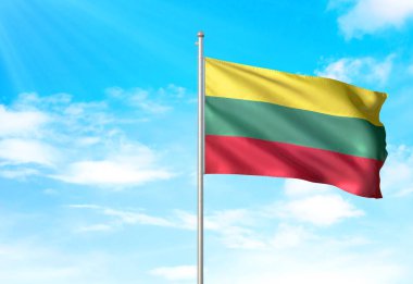 Litvanya bayrak sallayarak Sky 3d resimde arka plan