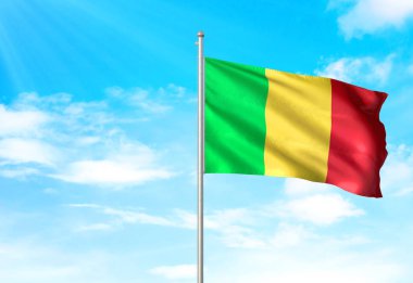 Mali bayrak sallayarak Sky 3d resimde arka plan