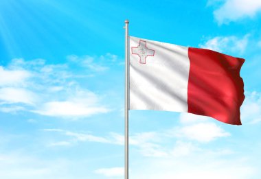Malta bayrak sallayarak Sky 3d resimde arka plan