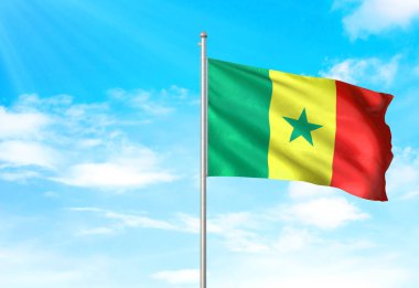 Senegal bayrak sallayarak Sky 3d resimde arka plan