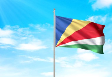 Seyşeller bayrak sallayarak Sky 3d resimde arka plan