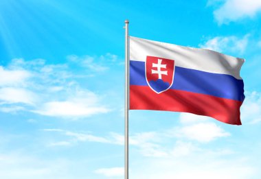 Slovakya bayrak sallayarak Sky 3d resimde arka plan