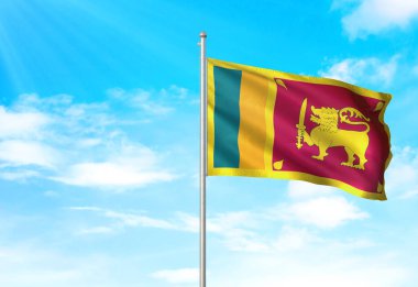 Sri Lanka bayrak sallayarak Sky 3d resimde arka plan