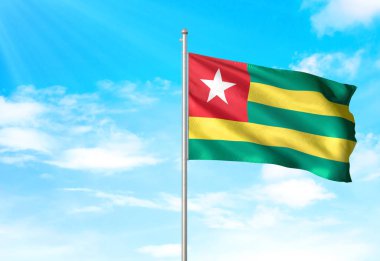 Togo bayrak sallayarak Sky 3d resimde arka plan