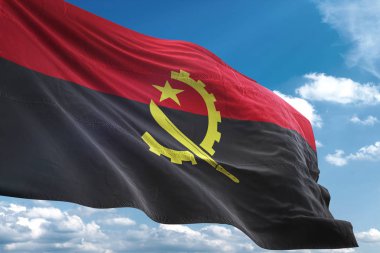 Angola bayrak sallayarak Sky 3d resimde arka plan