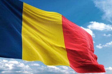 Chad bayrak sallayarak Sky 3d resimde arka plan