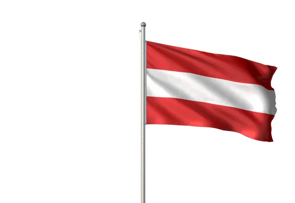Österreich Flagge schwenkt isoliert weißen Hintergrund 3d Illustration — Stockfoto