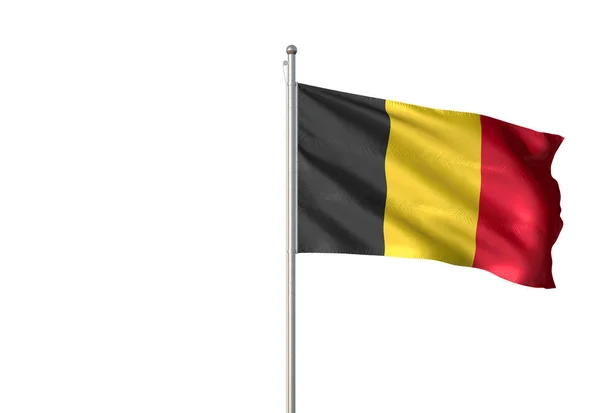 Bandera de Bélgica ondeando fondo blanco aislado ilustración 3D — Foto de Stock