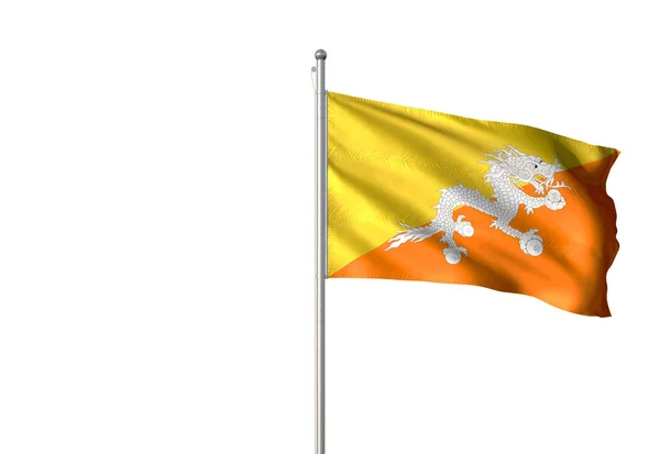 Bandera de Bután ondeando fondo blanco aislado Ilustración 3D —  Fotos de Stock
