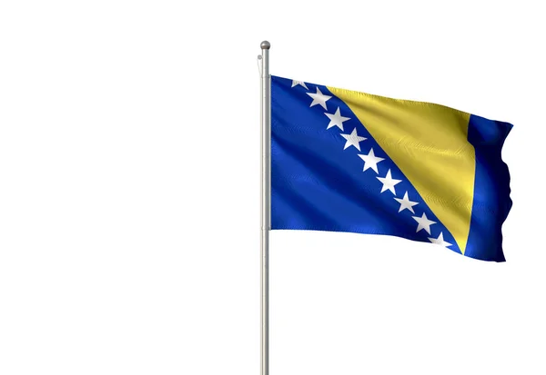 波斯尼亚和黑塞哥维那国旗挥舞被隔绝的白色背景3d 例证 — 图库照片