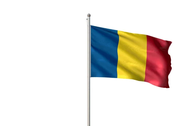 Tchads flagga vajande isolerade vit bakgrund 3d illustration — Stockfoto