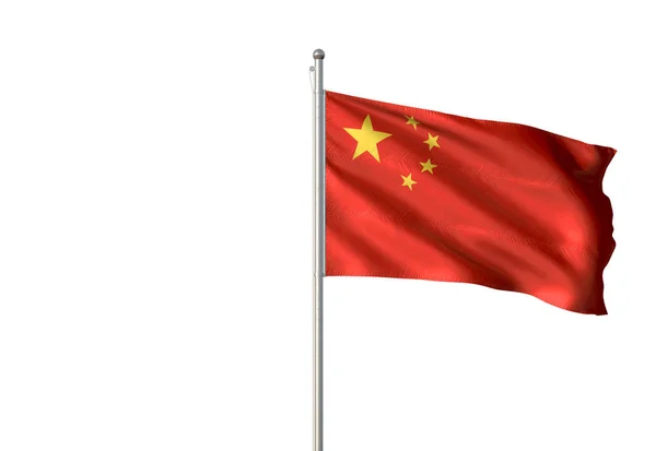 Флаг Китая с изолированным белым фоном 3D иллюстрация — стоковое фото