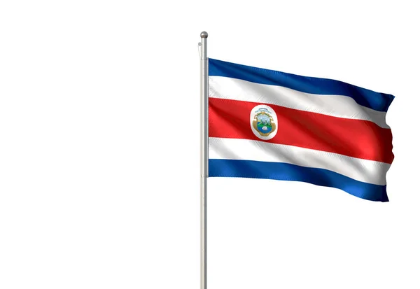 Bandeira da Costa Rica acenando isolado fundo branco ilustração 3D — Fotografia de Stock