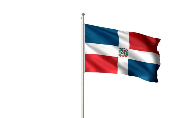 Флаг Доминиканской Республики, размахивающий изолированным белым фоном — стоковое фото