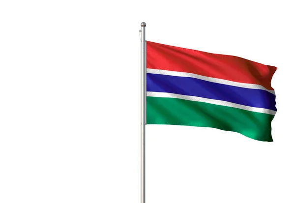 Gambia flag waving isolated white background 3D illustration — Stock Photo, Image