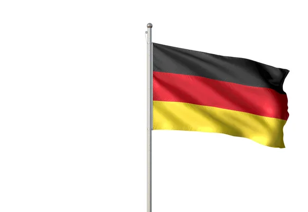 Bandera de Alemania ondeando fondo blanco aislado ilustración 3D —  Fotos de Stock