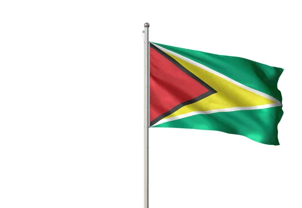 Guyana vlag zwaaien geïsoleerde witte achtergrond 3d illustratie — Stockfoto