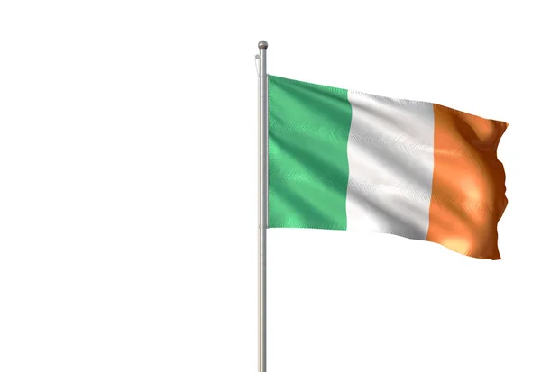 Ireland flag waving isolated white background 3D illustration — 图库照片