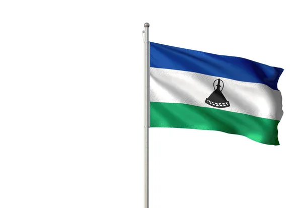 Lesotho flag waving isolated white background 3D illustration — Stock Photo, Image