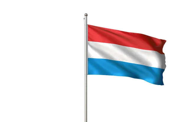 Lucembursko vlajka mávání izolované bílé pozadí 3d obrázek — Stock fotografie