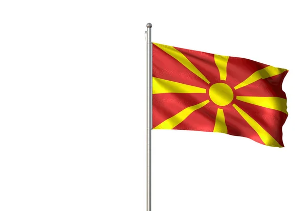 Macedonia flag waving isolated white background 3D illustration — Stock Photo, Image