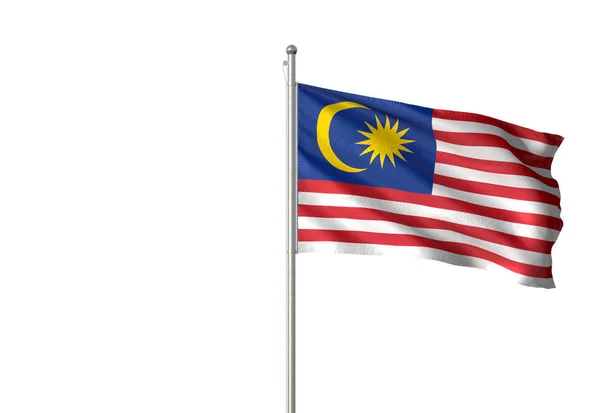 Bendera Malaysia melambaikan ilustrasi 3D berlatar belakang putih yang terisolasi — Stok Foto