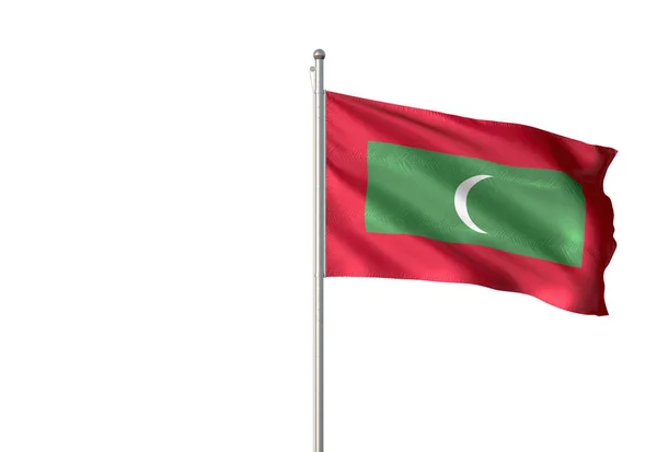 Μαλδίβες σημαία κυματίζει απομονωμένες λευκό φόντο 3d απεικόνιση — Φωτογραφία Αρχείου