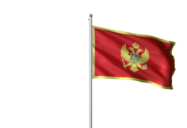 Bandera de Montenegro ondeando fondo blanco aislado ilustración 3D — Foto de Stock