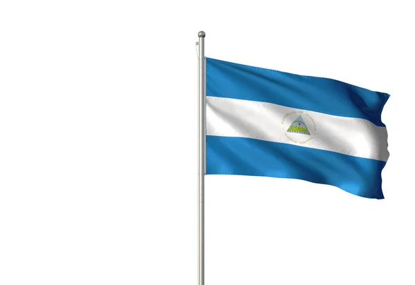 Nicaragua vlag zwaaien geïsoleerde witte achtergrond 3d illustratie — Stockfoto