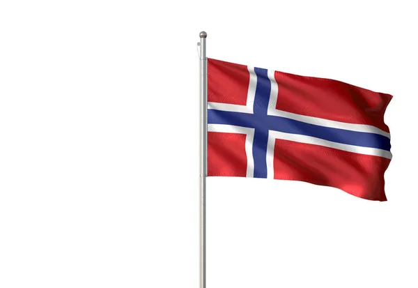 노르웨이 깃발 흔들며 고립 된 흰색 배경 3d 그림 — 스톡 사진
