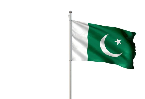 Pakisztán zászló-hullámzó elszigetelt fehér háttér, 3D-s illusztráció — Stock Fotó