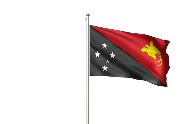 Papua Nova Guiné bandeira acenando isolado fundo branco ilustração 3D — Fotografia de Stock