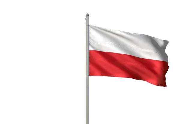Lengyel zászló hullámzó elszigetelt fehér háttér, 3D-s illusztráció — Stock Fotó