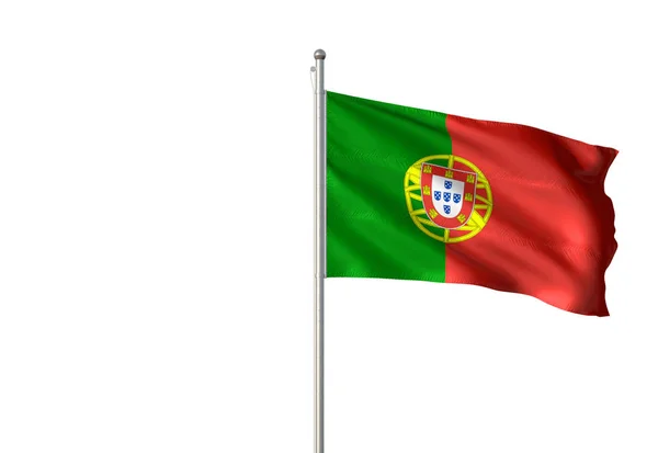 Portugal flag waving isolated white background 3D illustration — Stock Photo, Image