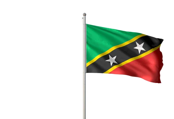 Saint Kitts und Nevis Flagge schwenken isoliert weißen Hintergrund 3d Illustration — Stockfoto