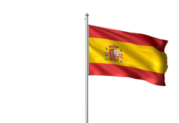 Spain flag waving isolated white background 3D illustration — Stock Photo, Image