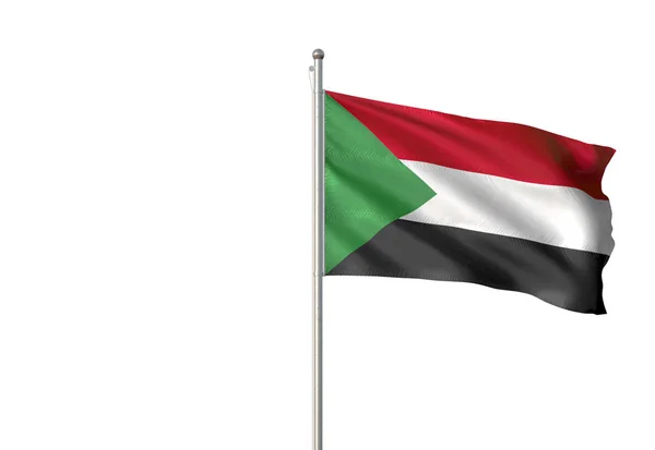 Szudán zászló-hullámzó elszigetelt fehér háttér, 3D-s illusztráció — Stock Fotó
