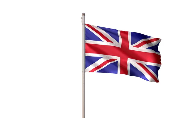 Bandera del Reino Unido ondeando fondo blanco aislado ilustración 3D — Foto de Stock