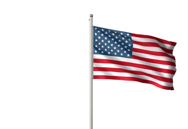 Spojené státy vlajky vlající izolované bílé pozadí 3d ilustrace — Stock fotografie