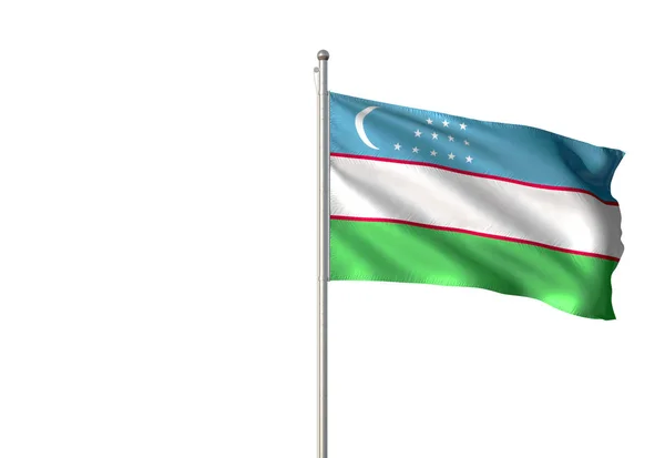 Uzbequistão bandeira acenando isolado fundo branco ilustração 3D — Fotografia de Stock