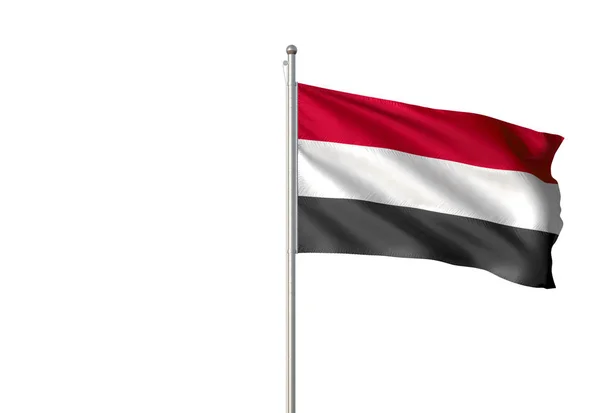 也门旗子挥动被隔绝的白色背景3d 例证 — 图库照片