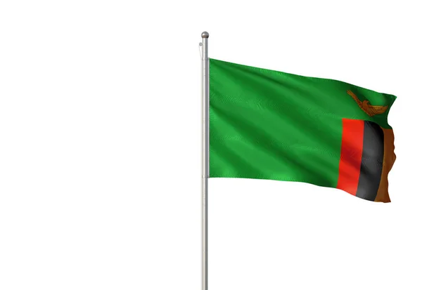 Bandera de Zambia ondeando fondo blanco aislado ilustración 3D — Foto de Stock